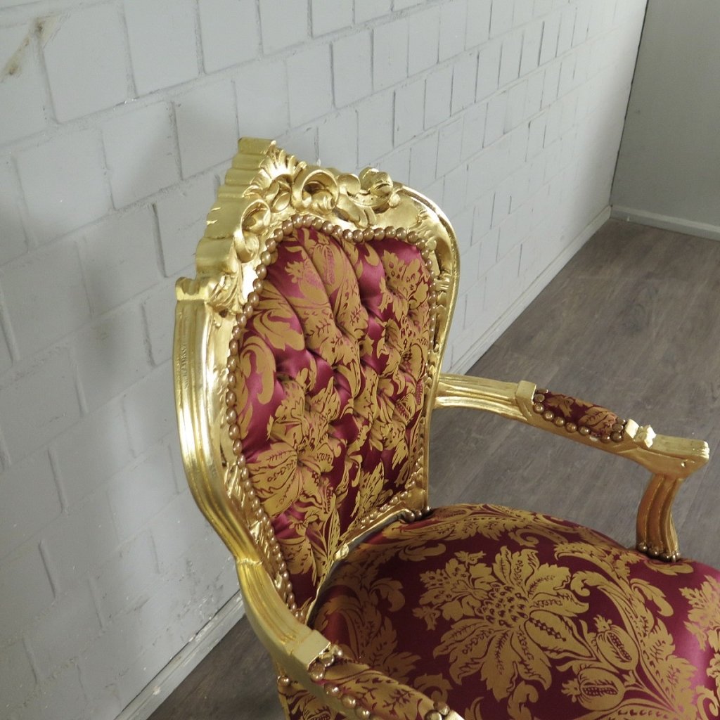 Barockstuhl Stuhl Rot-Gold Setpreis