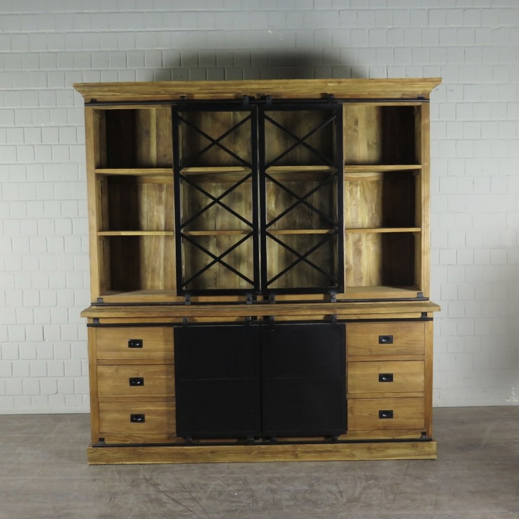 Vitrine Bücherschrank Teakholz 2,10 m