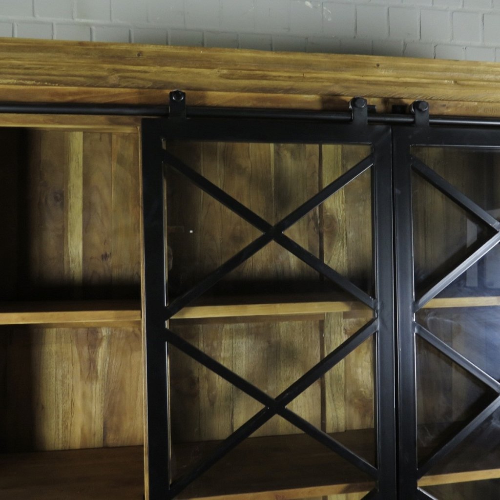 Vitrine Bücherschrank Teakholz 2,10 m