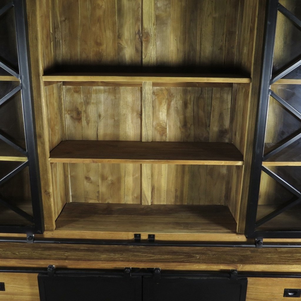 Vitrine Bücherschrank Teakholz 2,10 m