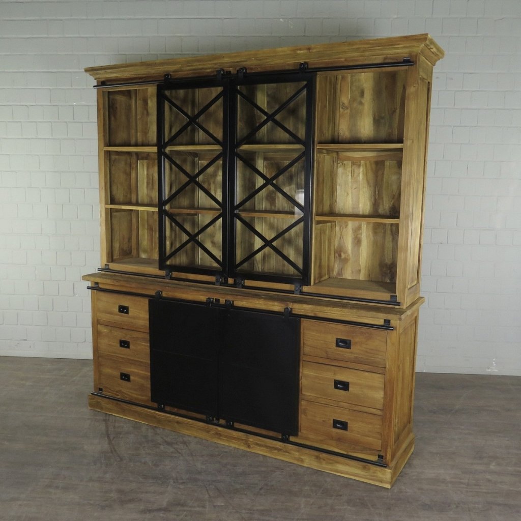 Vitrine Bücherschrank Teakholz 2,10 m