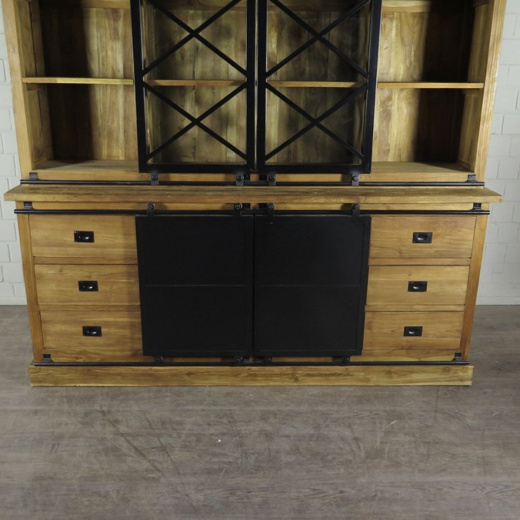 Vitrine Bücherschrank Teakholz 2,10 m