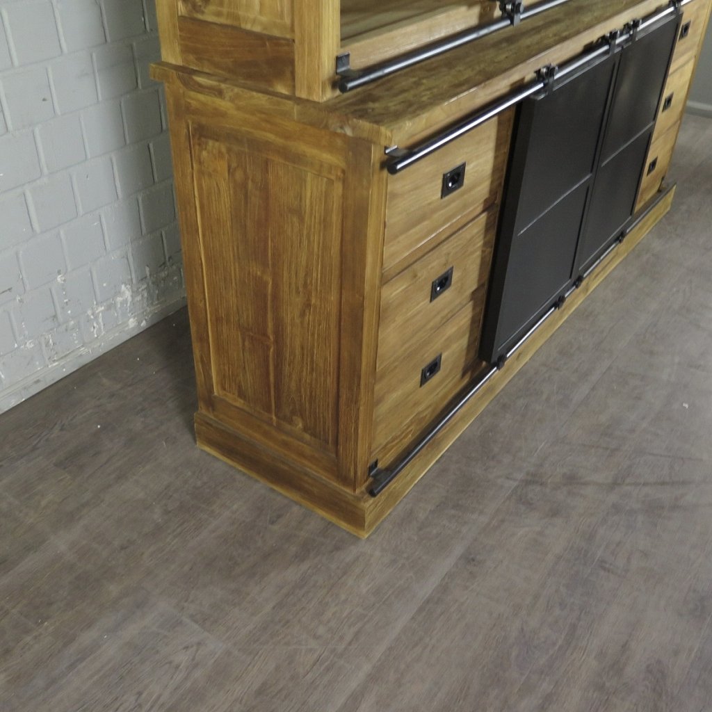 Vitrine Bücherschrank Teakholz 2,10 m