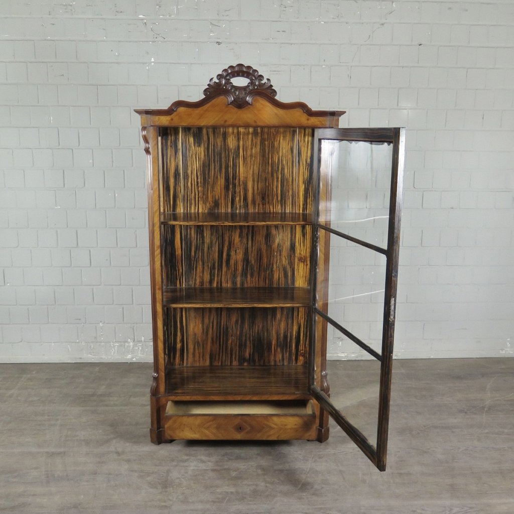 Vitrine Bücherschrank Louis Philippe 1870 Nussbaum