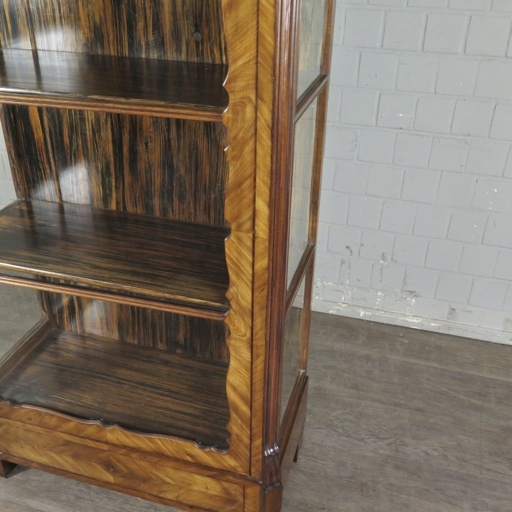 Vitrine Bücherschrank Louis Philippe 1870 Nussbaum