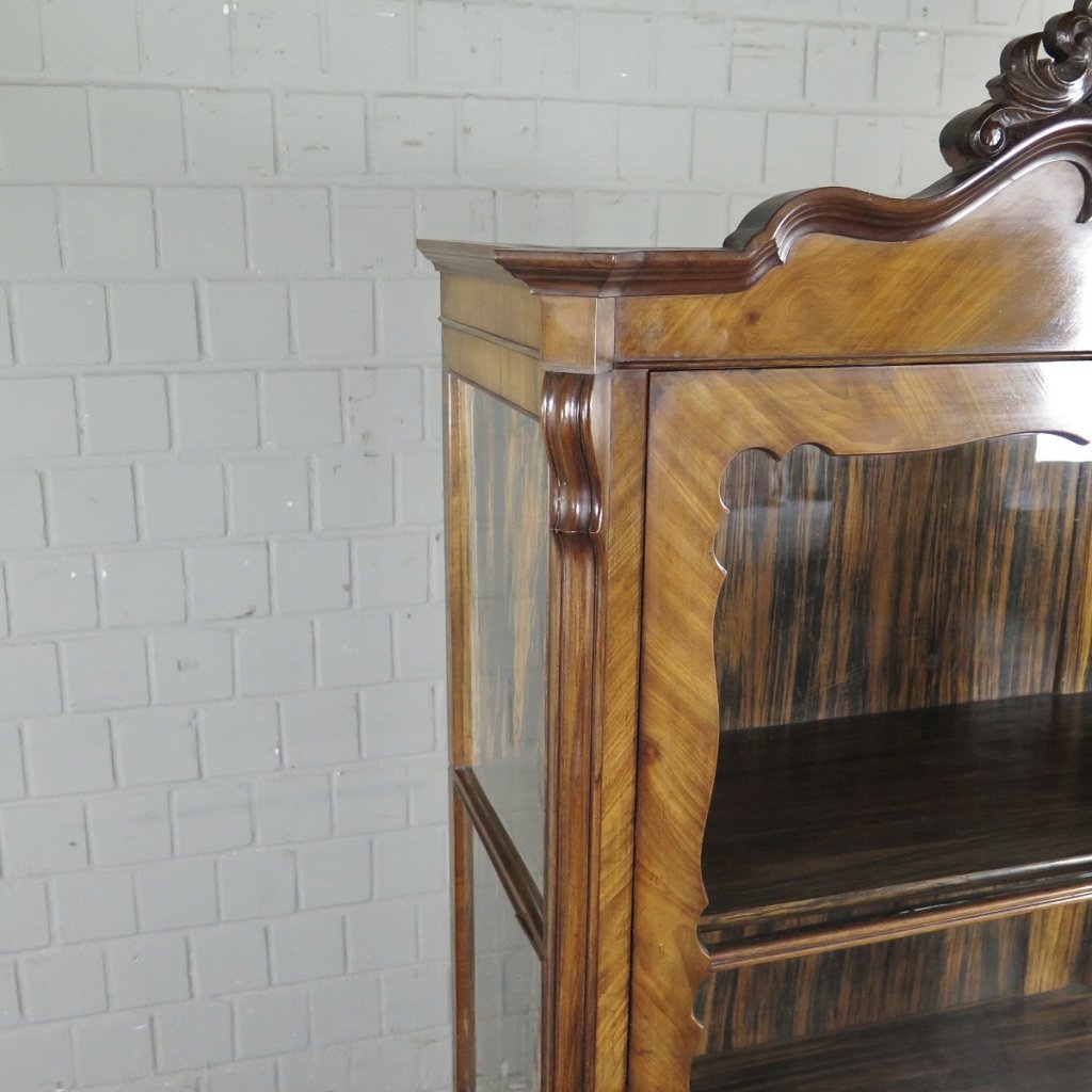 Vitrine Bücherschrank Louis Philippe 1870 Nussbaum