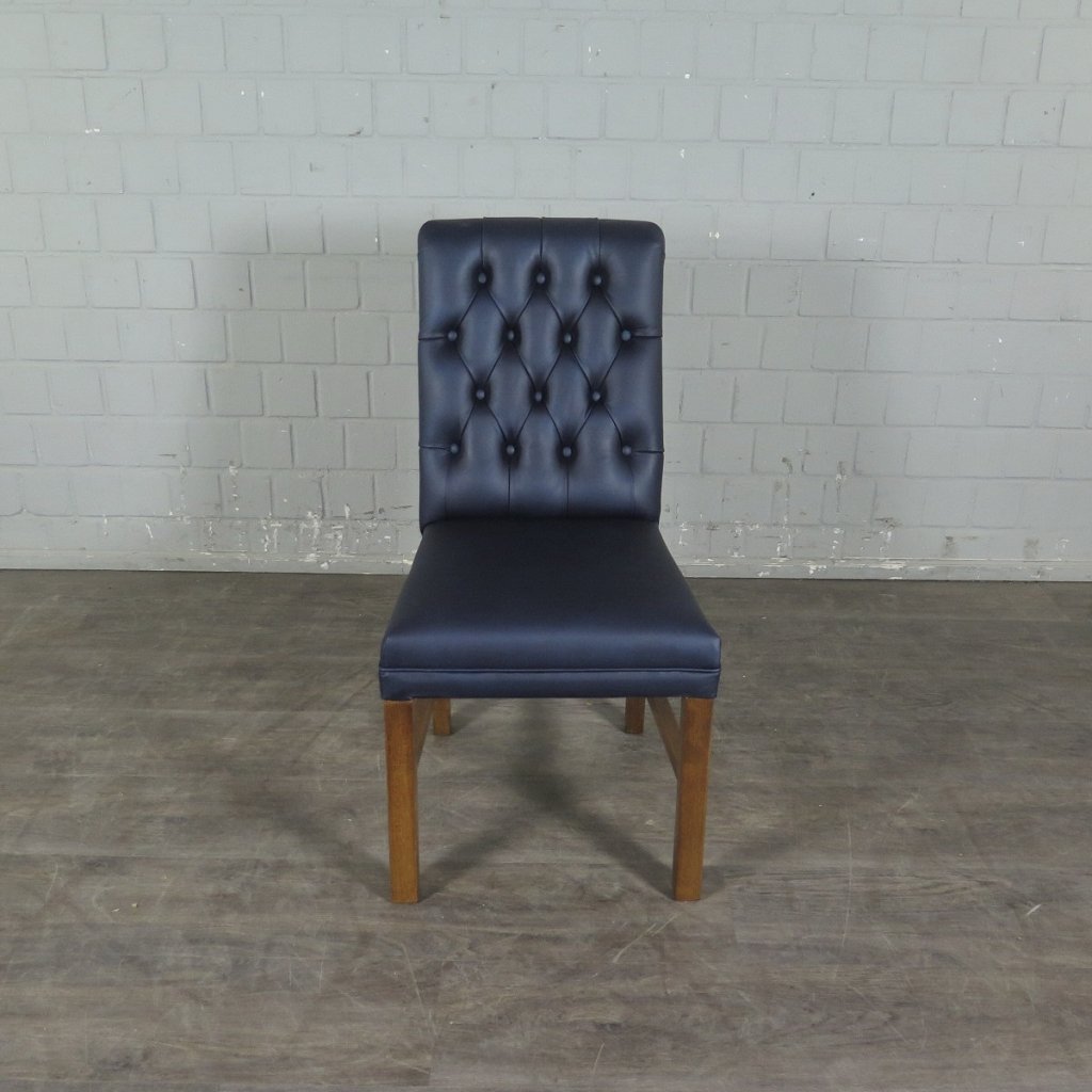 Chesterfield Esszimmerstuhl Stuhl Leder Indigo-Blau