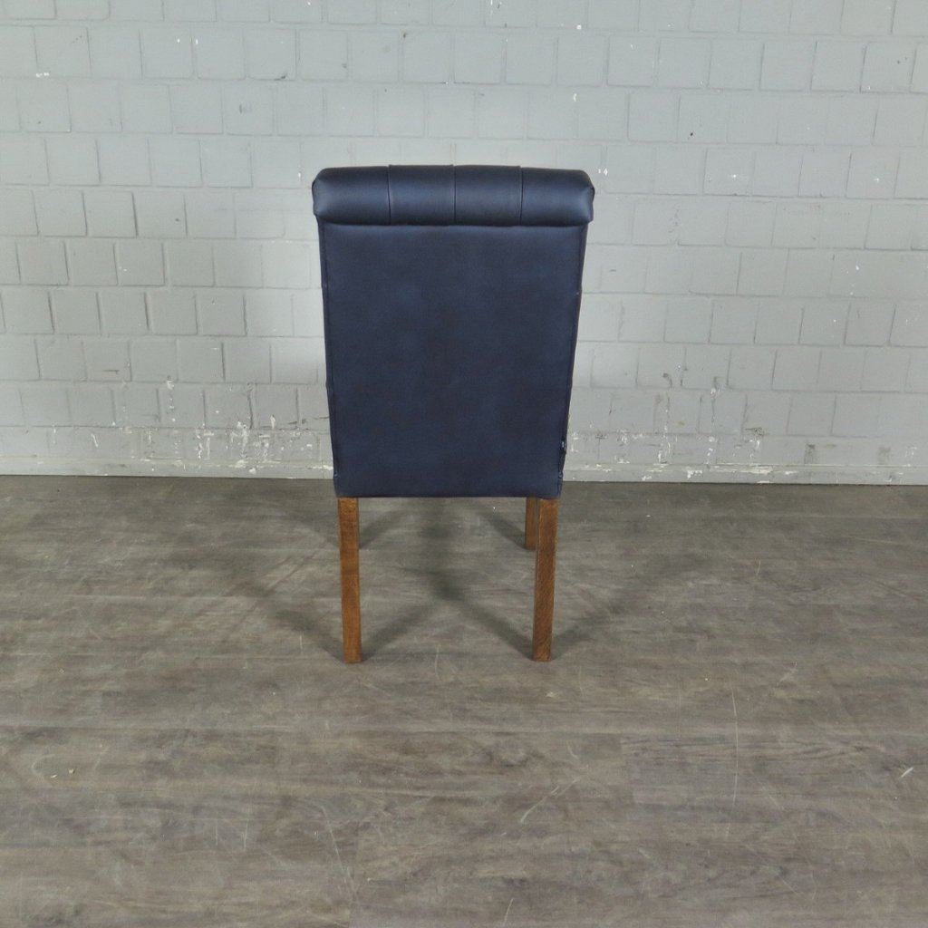 Chesterfield Esszimmerstuhl Stuhl Leder Indigo-Blau