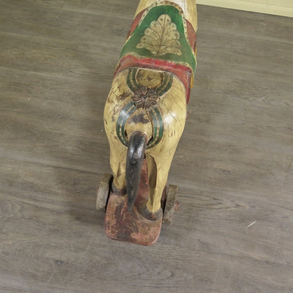 Pferde auf Rollen Holzpferde Rädertiere Jugendstil 1910 Teakholz Set