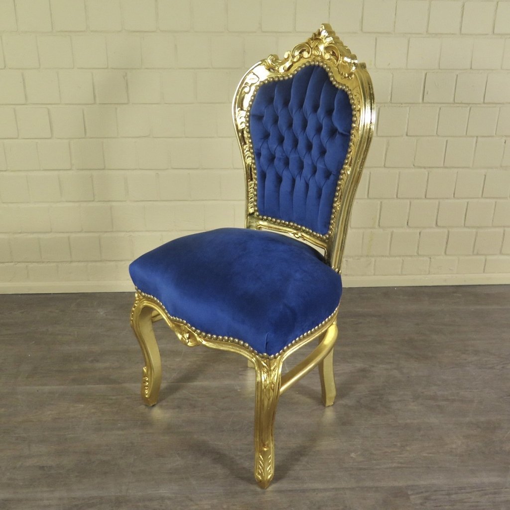 Barockstuhl Stuhl Blau-Gold