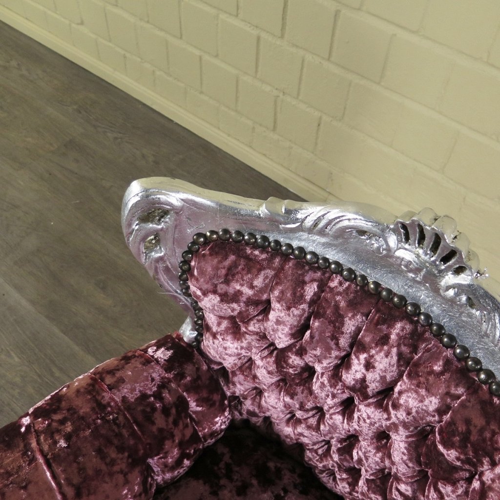 Mini Barocksessel Königssessel Flieder-Silber
