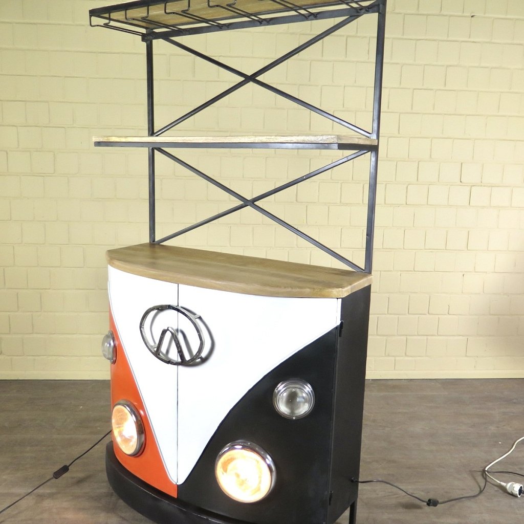 Minibar Weinregal Bulli  Mangoholz Metall 1,81 m