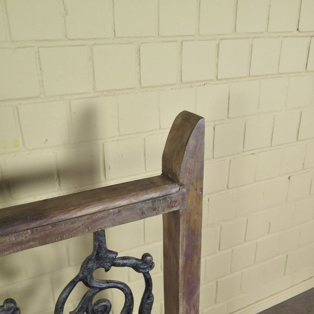 Balustrade 1,54 m Antik 1900 Teakholz Schmiedeeisen