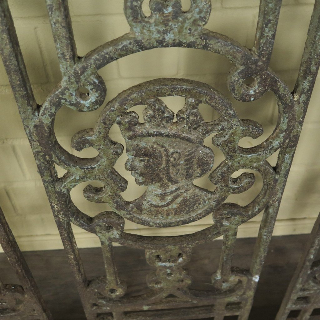 Balustrade 1,52 m Antik 1900 Teakholz Schmiedeeisen