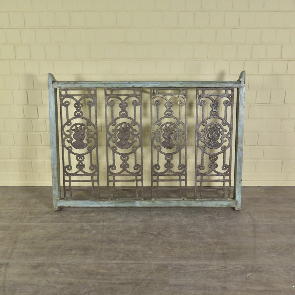 Balustrade 1,52 m Antik 1900 Teakholz Schmiedeeisen