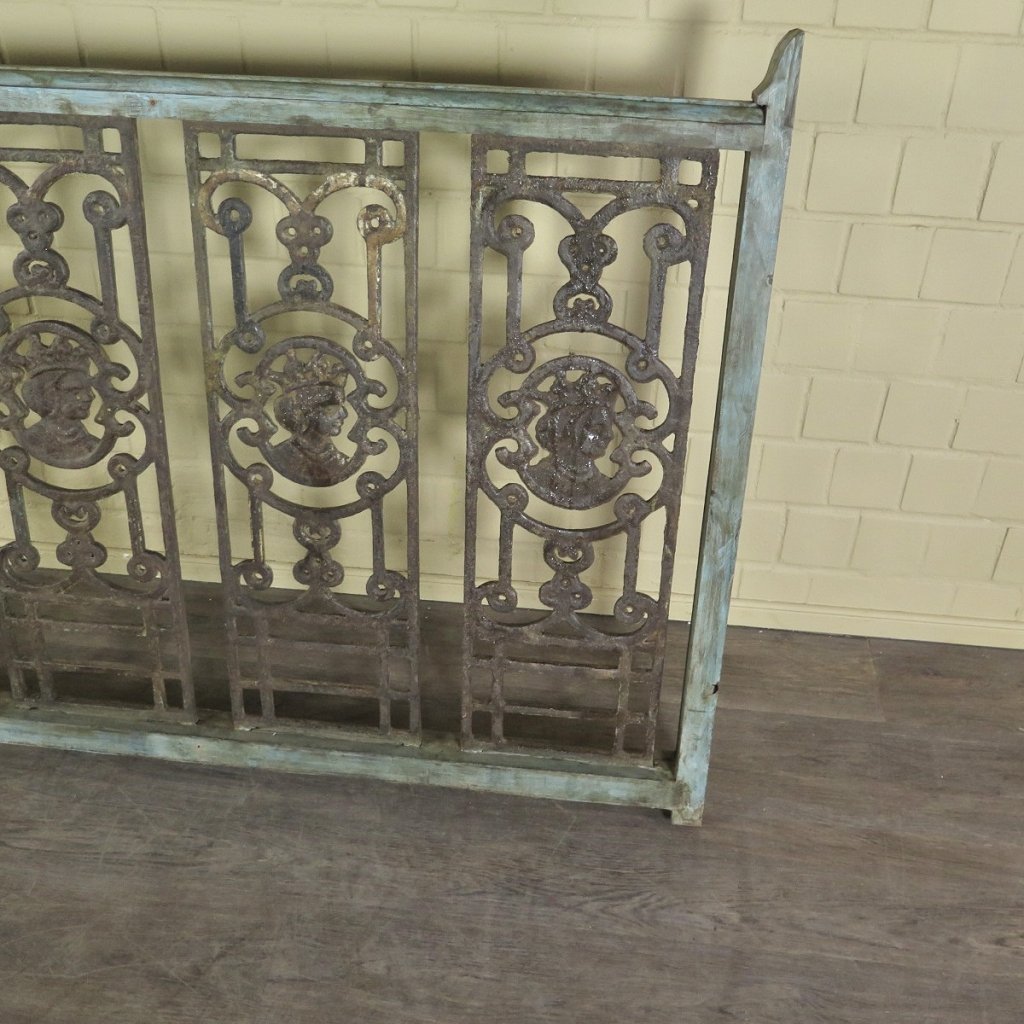 Balustrade 1,52 m Antik 1900 Teakholz Schmiedeeisen