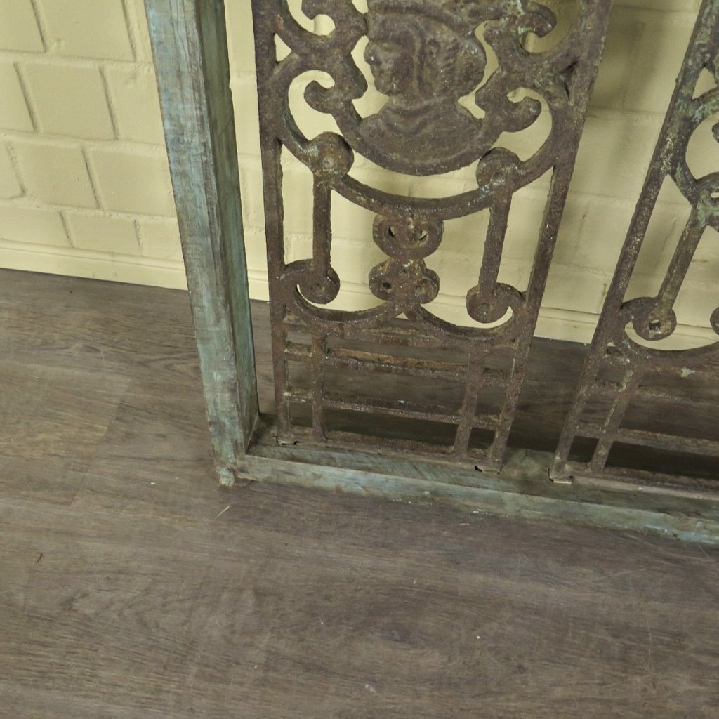 Balustrade 1,52 m Antik 1900 Teakholz Schmiedeeisen